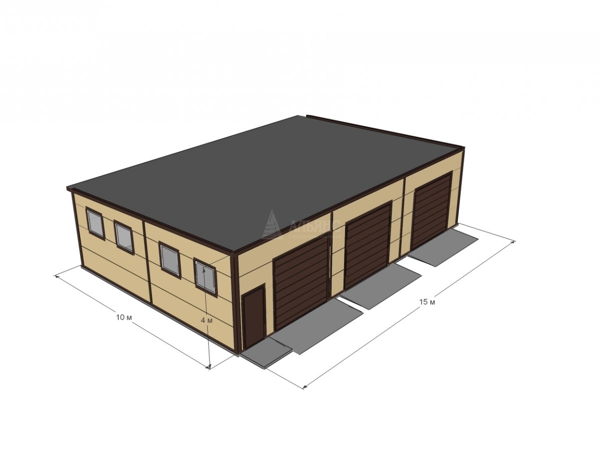 3D визуализация Гараж из сэндвич-панелей - фото 11