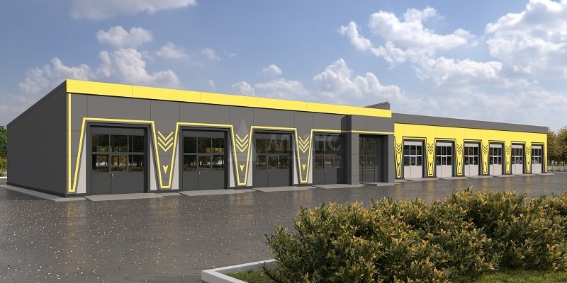 3D визуализация Здание СТО из сэндвич-панелей - фото 1